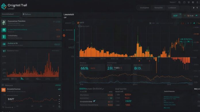 Digital illustration of OriginTrail TRAC token staking dashboard reaching 5 million cap on Luigi node in NeuroWebAI, highlighting Decentralized Knowledge Graph growth amid 2025 crypto market volatility